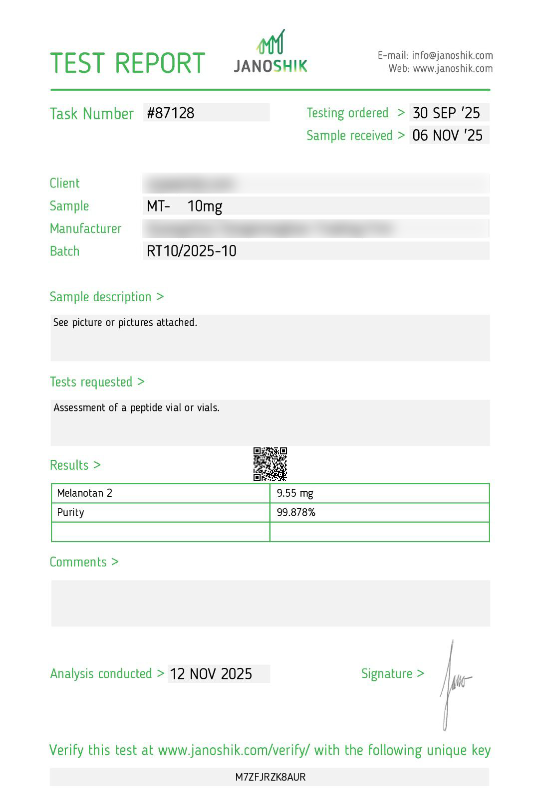 MT2 10mg Research Grade Peptide