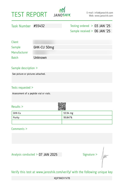 GHK-CU 50mg  - Research Grade Peptide